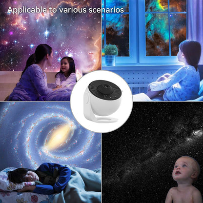 White and Black USB Powered Galaxy Star Projector and Earth Globe Night Light with 12 HD Space Films, 1H / 2H Timer, Nebula Dynamic Rotation Effect & Adjustable Focus for Bedroom Home Decor