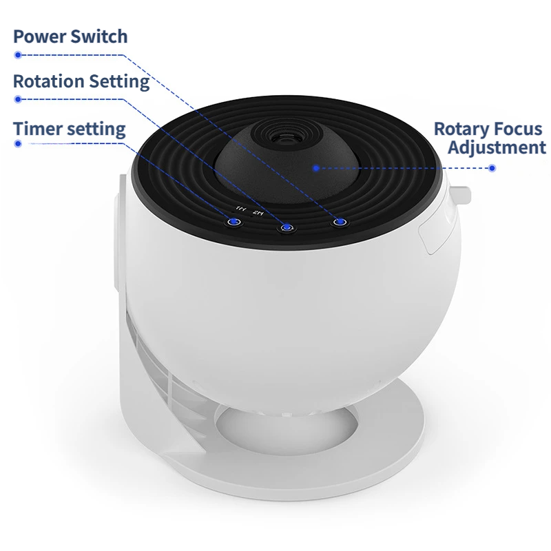 White and Black USB Powered Galaxy Star Projector and Earth Globe Night Light with 12 HD Space Films, 1H / 2H Timer, Nebula Dynamic Rotation Effect & Adjustable Focus for Bedroom Home Decor