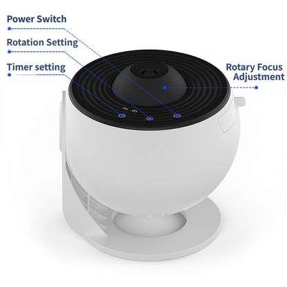 White and Black USB Powered Galaxy Star Projector and Earth Globe Night Light with 12 HD Space Films, 1H / 2H Timer, Nebula Dynamic Rotation Effect & Adjustable Focus for Bedroom Home Decor