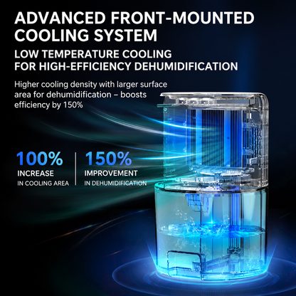 Black Portable Home Quiet Mini Dehumidifier - 2L Large Visible Water Tank, 7-Color Sleep Aid Night Light, Air Purification, Auto Shut-Off and 40W Low Power for Bedroom Studies and Closet (5â€“70mÂ²)