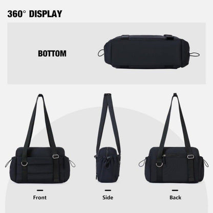 Black Womenâ€™s Fluffy Nylon Gym Travel Tote Bag and Coin Purse Set - Side Drawstring Cup Holder, Front / Back Zipper Pockets and Wet & Dry Separation, Large Capacity and Lightweight 11.7 x 4.2 x 8"