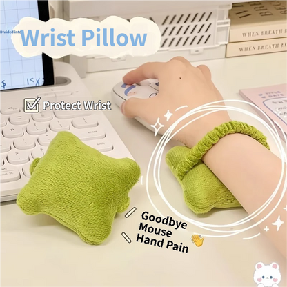 Green Ergonomic Plush Wrist Rest 2PCS Set â€“ 80Ã—20cm Keyboard Wrist Pad + Pillow-Shaped Wrist Support Cushion with Strap (7.5Ã—7cm) â€“ Anti-Slip Memory Comfort Pad for Typing Gaming & Office Use