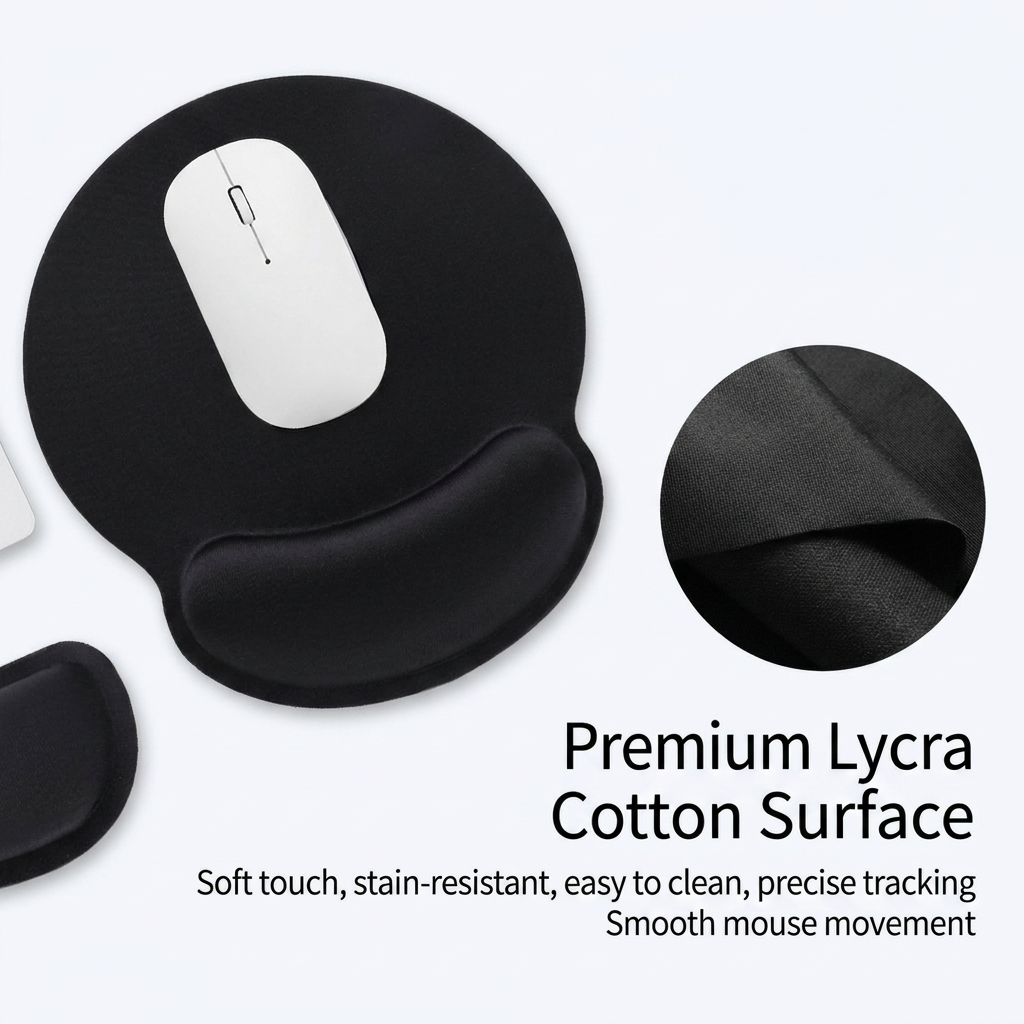 4-Piece Black Ergonomic Desk Arm Rest & Wrist Support Set with 2 Pack Clamp-On 180Â° Rotating Arm Rests + Memory Foam Keyboard Wrist Rest + Mouse Wrist Pad - Anti-Slip, Easy Clean and Pressure Relief for Home Office & Gaming Use