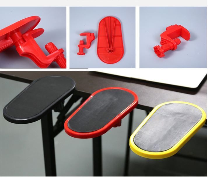 2 Pack Black Red 180Â° Rotating Ergonomic Arm Rest for Desk â€“ Clamp On Computer Wrist & Elbow Support, No-Drill Installation (27Ã—14cm)