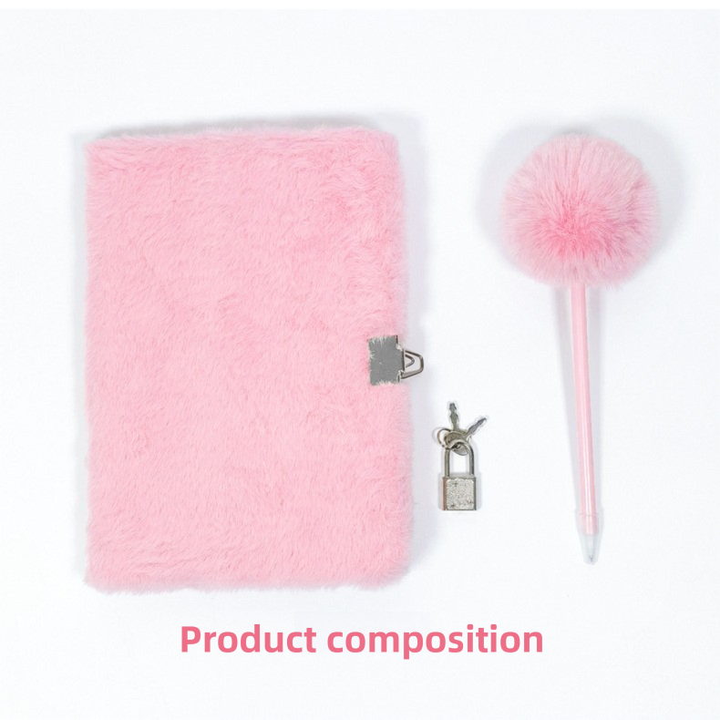 Warm Cozy Study and Office Corner Set with Wearable Dual Layer Fleece Shawl Blanket and Fluffy Plush A5 Lock Diary & Pen Gift Box - Plaid Thermal Nap Wrap and White Cute Stationery Kit for Workers and Students