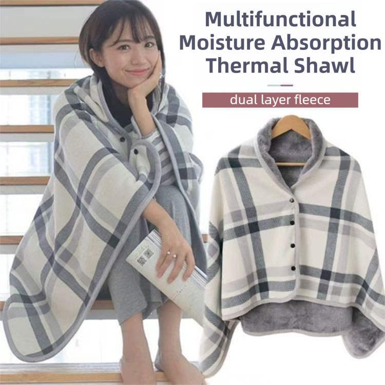 Warm Cozy Study and Office Corner Set with Wearable Dual Layer Fleece Shawl Blanket and Fluffy Plush A5 Lock Diary & Pen Gift Box - Plaid Thermal Nap Wrap and Rose Red Cute Stationery Kit for Workers and Students