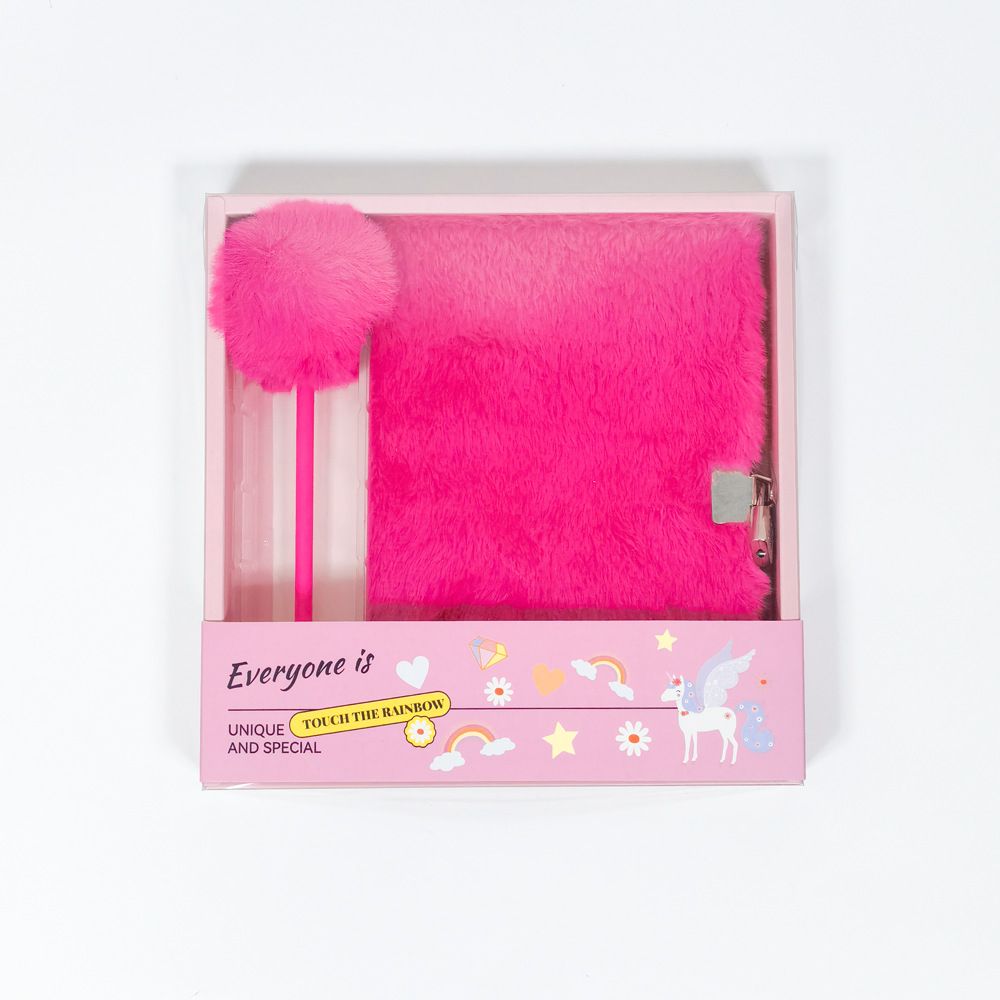 Warm Cozy Study and Office Corner Set with Wearable Dual Layer Fleece Shawl Blanket and Fluffy Plush A5 Lock Diary & Pen Gift Box - Plaid Thermal Nap Wrap and Rose Red Cute Stationery Kit for Workers and Students