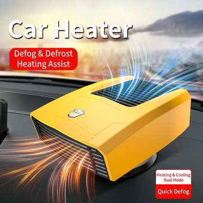 Black Portable Car Heater Fan with 360Â° Adjustable Base, Fast Defrost & Demister, Dual Mode Heat & Cooling Fan, Quiet Constant Tempe Dashboard Heater for Cars Winter Driving (12V / 150W)
