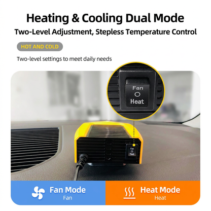 Black Compact 360Â° Adjustable Car Heater Fan with 20PCS Removable Nano Double Sided Adhesive Pads - Fast Defrost & Demister, Dual Mode Heat & Cooling Fan, Free No Trace Mounting Kit for Car Interior and Home Use