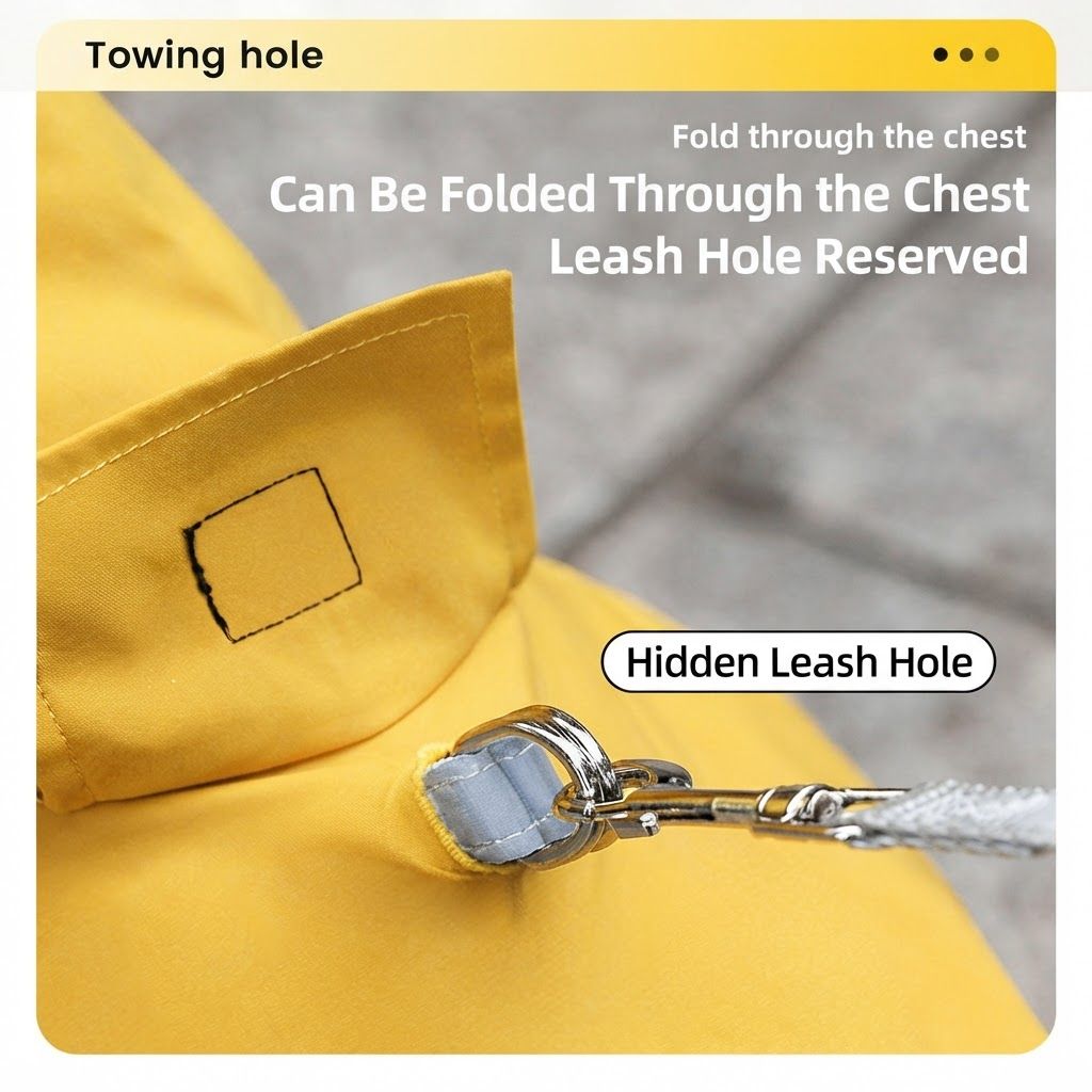 Yellow Waterproof Full Body Dog Raincoat with Adjustable Hood & Waist, Easy Snap Closure and Hidden Leash Opening - Lightweight Four-Leg Reflective Pet Rain Suit for Small Medium Large Dogs, XL Size