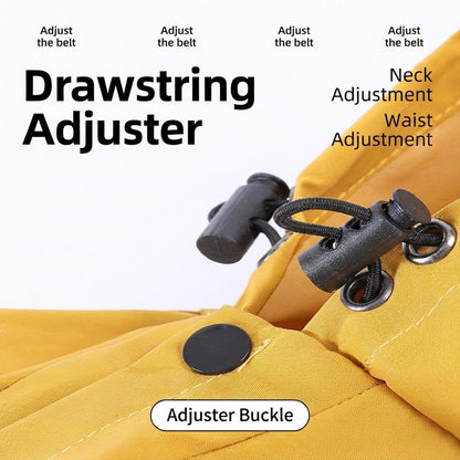 Yellow Waterproof Full Body Dog Raincoat with Adjustable Hood & Waist, Easy Snap Closure and Hidden Leash Opening - Lightweight Four-Leg Reflective Pet Rain Suit for Small Medium Large Dogs, XXL Size