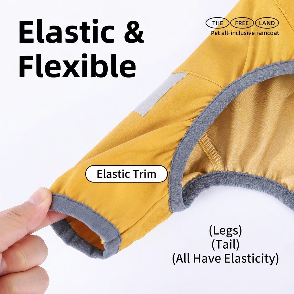 Yellow Waterproof Full Body Dog Raincoat with Adjustable Hood & Waist, Easy Snap Closure and Hidden Leash Opening - Lightweight Four-Leg Reflective Pet Rain Suit for Small Medium Large Dogs, XXL Size