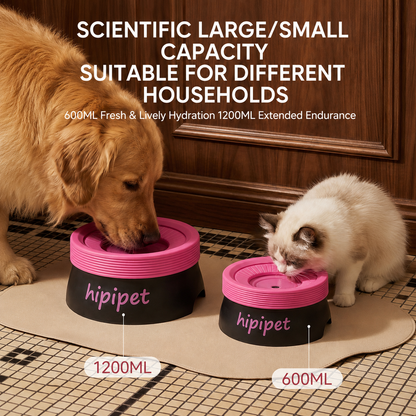 Miya White 600ML Large No Spill Slow Water Dog Bowl, Pet Water Feeder with Floating Disk - Anti Wet Mouth and Cleaner Drinking, Food Grade PP & TPR, Fully Removable & Easy Clean