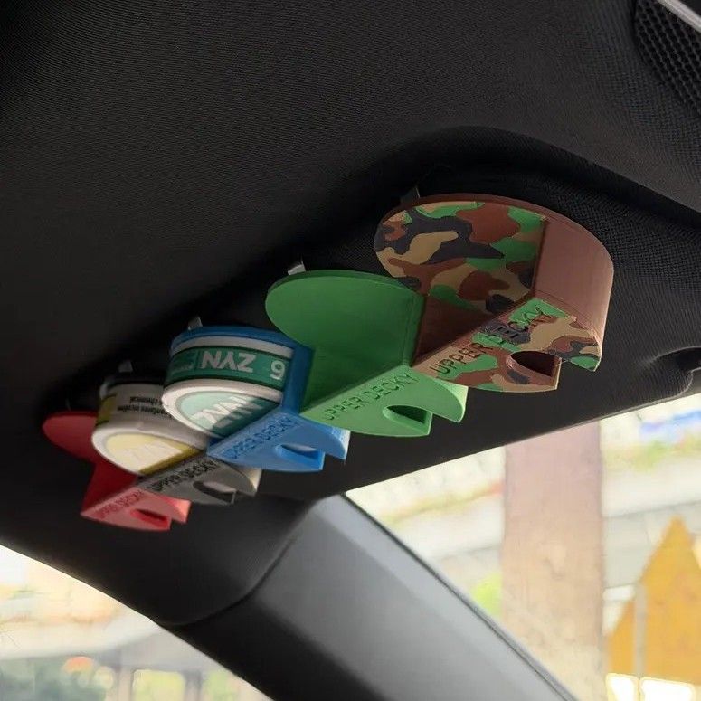 5-Piece 3D Printed ZYN Holsters Set for Car Sun Visor - Portable ZYN Can Holder and Nicotine Pouch Organizer, ABS Washable Half Open Storage Case, Multi Carry Clip Holder for Vehicle Backpack & Belt