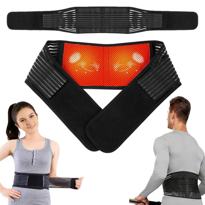 Self Heating Magnetic Therapy Back & Abdomen Compression Brace with 2 Adjustable Elasticity Strapsâ€“ Breathable Posture Corrector and Lumbar Support Belt for Back Pain Relief, Black S Size