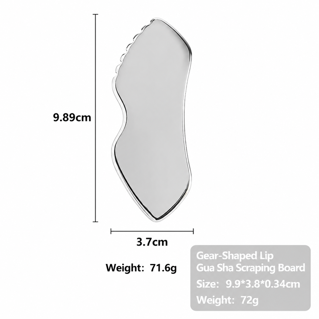 3-Piece Stainless Steel Scraping Board & Facial Massage Roller Set with Large Heart-Shaped Gua Sha Board, Gear Lip-Shaped Facial Gua Sha Plate and Round Handle Beauty Roller