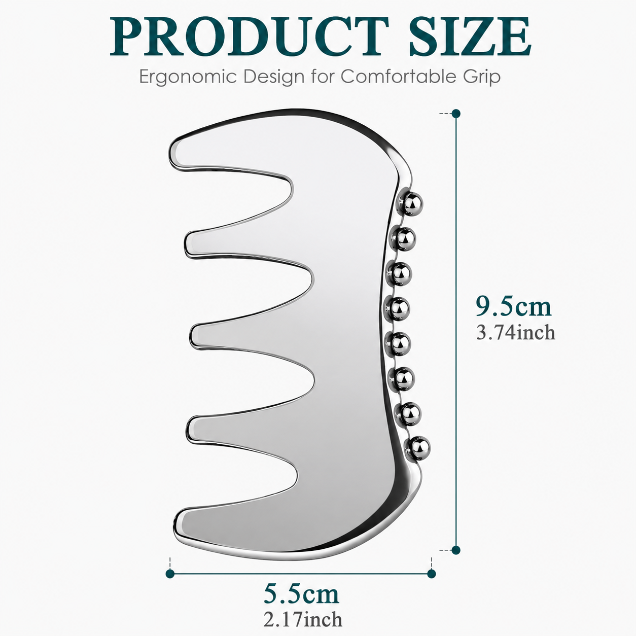 304 Stainless Steel Duoble-Sided Scalp Massage Comb & Gua Sha Relaxation Tool with Velvet Storage Bag â€“ Head, Neck & Body Relaxation Massage Scraper