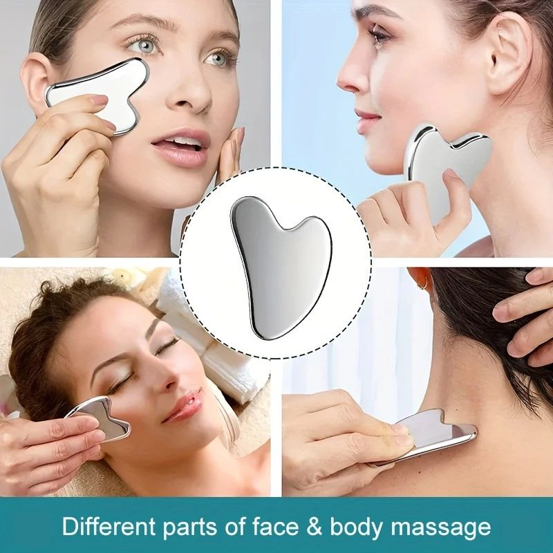 Multifunctional Skincare & Massage Kit with 80ml Black Silicone Facial Ice Roller, Stainless Steel Heart-Shaped Gua Sha Board, 2 Pack Lymphatic Drainage Massage Brushes for Skin Cooling and Absorption Enhancing, Blood Circulation and Puffiness Reducing