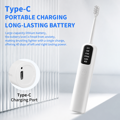 Black Rechargeable Dual-Action Vibration & 45Â° Scientific Sweep Cleaning Electric Toothbrush with 5 Brushing Modes, 4 Brush Head and Storage Base - Smart 2 Min Timer and 30s Quad Reminder, High-Density Rounded Bristles and 3D Precision Brush Head Design