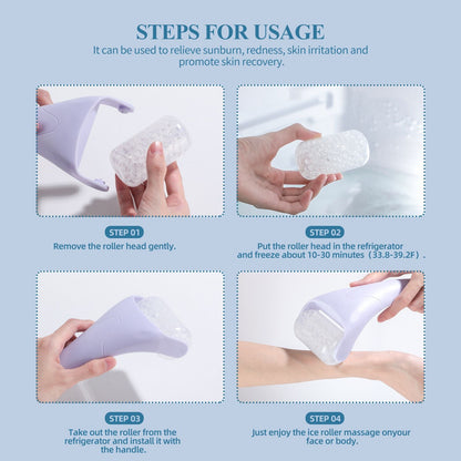Microbubble Oxygen Hydration Facial Pore Cleanser and Purple Reusable Ice Roller Set with Waste Separation Design, 3 Level Vacumn Suction and 6 Replaceable Heads - Portable Facial Pore Cleaning & Cooling Kit for Home & Travel Skincare