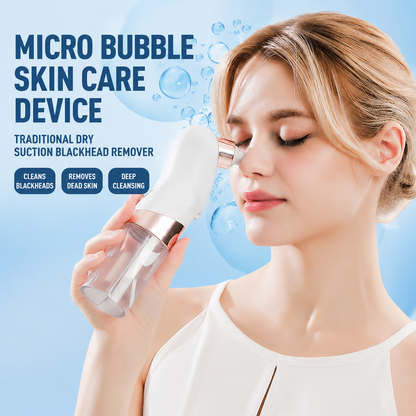 Microbubble Oxygen Hydration Facial Pore Cleanser and Blue Silicone Scalp Massage Scrubber Set with Waste Separation Design, 3 Level Vacumn Suction and 6 Replaceable Heads - Full Body Care Routine for Face Pore Cleaning and Scalp Massage