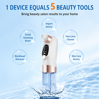 Microbubble Oxygen Hydration Facial Pore Cleanser and Black Silicone Scalp Massage Scrubber Set with Waste Separation Design, 3 Level Vacumn Suction and 6 Replaceable Heads - Full Body Care Routine for Face Pore Cleaning and Scalp Massage