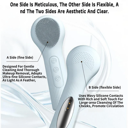 Pink 45Â°C Constant Heating Silicone Facial Cleansing Brush and 3pcs 8-Layer Fine Foaming Nets Set - Electric Sonic Face Scrubber with Dual-Sided Cleaning Surface & 3-Speed Vibration Massage, IPX7 Waterproof Skincare Absorption and Massage Device
