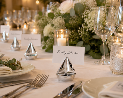 10-Pack Silver Plated Alloy Place Card Holders with LOVE Designs, Elegant Wedding Reception Seating Card Clips for Banquets, Parties and Events