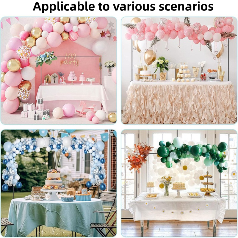 Gold Iron Over Table Arch Display Stand with Fixed Clamps and Buckles for Balloons and Decorations, L 120-230cm & H 78-120cm Adjustable Wedding Party Table Rod Backdrop Frame for Birthday, Baby Showers and Celebrations