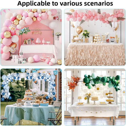 White Iron Over Table Arch Display Stand with Fixed Clamps and Buckles for Balloons and Decorations, L 120-230cm & H 78-120cm Adjustable Wedding Party Table Rod Backdrop Frame for Birthday, Baby Showers and Celebrations