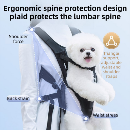 Yellow Purple Hands Free Adjustable Dog Carrier Backpack with 3-Point Support, Reserved Tail Opening and Wide Padded Straps - Chest & Back Dual Use, Breathable on Both Sides and Quick-release Safety Buckles for Walking Bike Travel Outdoor Use, M Size