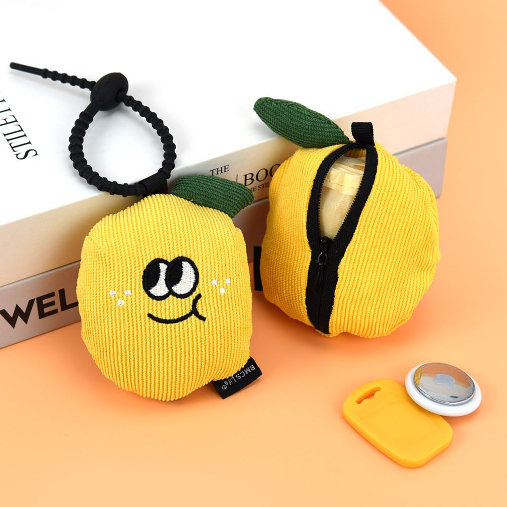 Portable Cute Avocado Corduroy Storage Pouch with Zipper and Hidden Folding Shopping Bag - Lightweight Reusable Eco Grocery Tote Bag with Fruit Charm for Shopping, Travel, Books, iPad and Daily Essentials