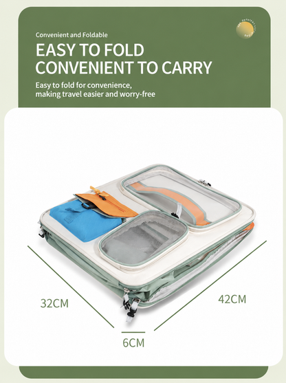 Brown and Grey Large Space Pet Carrier Trolley â€“ Foldable Cat Carrier Backpack with Breathable Side Mesh & View Window, Silent Rolling Wheels, Storage Pocket and Removable Bottom Pad for Dog and Cat, 42 x 36 x 27CM
