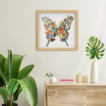 Enchanting Butterfly Wooden Jigsaw Puzzle for Adults - Dual Function 3D Puzzle Wall Art & Money Saving Box Ornament, Parent-Child Educational DIY Craft Gift, M Size 118 Pieces 8.4 x 8.3"