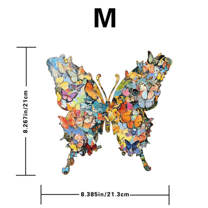 Enchanting Butterfly Wooden Jigsaw Puzzle for Adults - Creative Unique Shaped 3D Wooden Puzzle Wall Art, Parent-Child Educational DIY Craft Gift, M Size 118 Pieces 8.4 x 8.3"