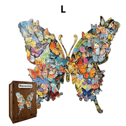 Enchanting Butterfly Wooden Jigsaw Puzzle for Adults - Dual Function 3D Puzzle Wall Art & Money Saving Box Ornament, Parent-Child Educational DIY Craft Gift, L Size 162 Pieces 11.2 x 11"