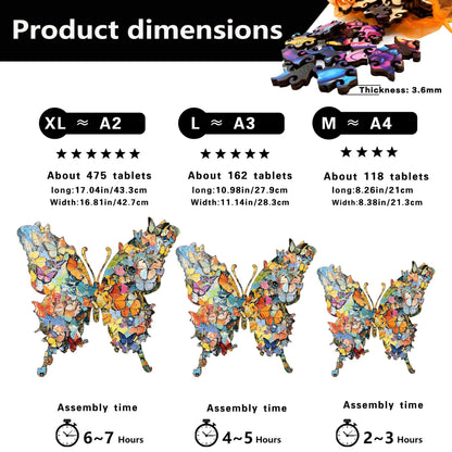 Enchanting Butterfly Wooden Jigsaw Puzzle for Adults - Dual Function 3D Puzzle Wall Art & Money Saving Box Ornament, Parent-Child Educational DIY Craft Gift, L Size 162 Pieces 11.2 x 11"