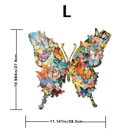 Enchanting Butterfly Wooden Jigsaw Puzzle for Adults - Creative Unique Shaped 3D Wooden Puzzle Wall Art, Parent-Child Educational DIY Craft Gift, L Size 162 Pieces 11.2 x 11"