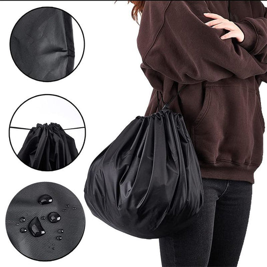 3-Piece Black Waterproof Drawstring Storage Bag and Changing Ground Mat Set for Wet Clothes â€“ Swimwear Raincoat Storage Pouch, Dia 50CM & 90CM & 130CM, Outdoor Swimming Cycling Hiking Travel Accessories