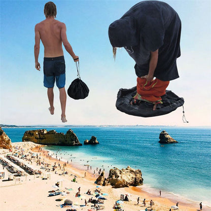 3-Piece Black Waterproof Drawstring Storage Bag and Changing Ground Mat Set for Wet Clothes â€“ Swimwear Raincoat Storage Pouch, Dia 50CM & 90CM & 130CM, Outdoor Swimming Cycling Hiking Travel Accessories