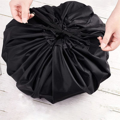 3-Piece Black Waterproof Drawstring Storage Bag and Changing Ground Mat Set for Wet Clothes â€“ Swimwear Raincoat Storage Pouch, Dia 50CM & 90CM & 130CM, Outdoor Swimming Cycling Hiking Travel Accessories