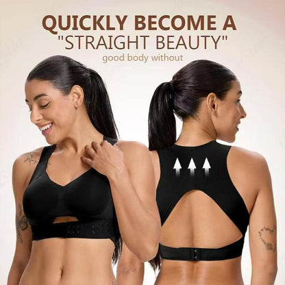 S Size Black Wireless Posture Support Sports Full Coverage Bra for Women â€“ High Elastic Seamless Fitness Underwear with Adjustable Front Closure, Wide Straps and Back Compression Design, Comfortable & Breathable Everyday