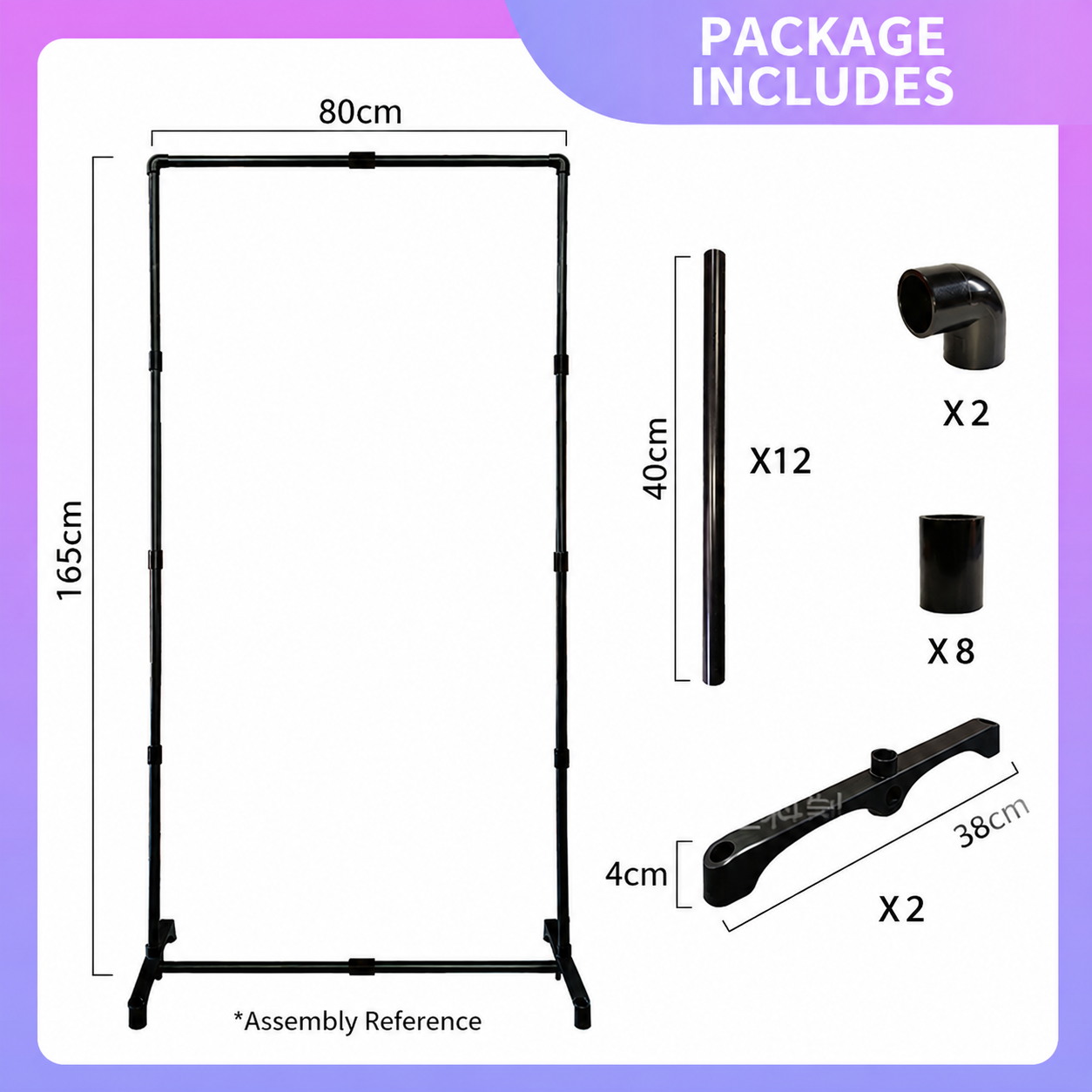 Black Square Backdrop Display Stand, Adjustable Display Rack, Flexible DIY Modular Frame and Easy Installation for Wedding Ceremony, Birthday Party, Banner Sign, Poster and Event Deco