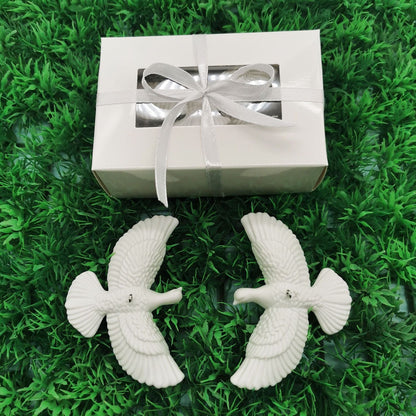 White Dove Christmas Ornament Set (4 Piece / 2 Gift Box) â€“ Elegant Peace Dove Hanging Pendant with Gift Boxes & Silver Strings, Wedding Party Window Display Decor and Holiday Tree Accessories