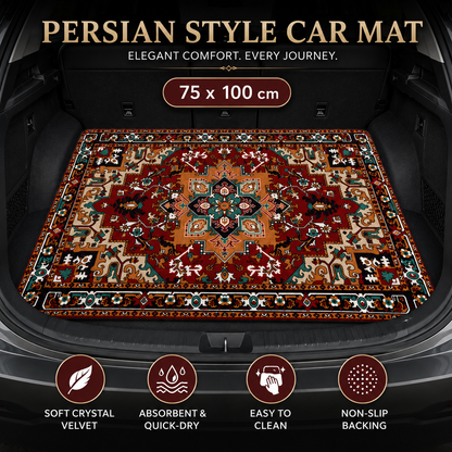 Style 1 Soft Crystal Velvet Waterproof Car Trunk Mat â€“ 75Ã—100cm Retro Floral Persian Cargo Liner with Non Slip Backing, Water Absorbent Quick Dry and Easy to Clean, Universal Auto Protector