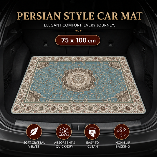 Style 2 Soft Crystal Velvet Waterproof Car Trunk Mat â€“ 75Ã—100cm Retro Floral Persian Cargo Liner with Non Slip Backing, Water Absorbent Quick Dry and Easy to Clean, Universal Auto Protector