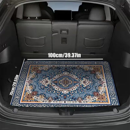 Style 2 Soft Crystal Velvet Waterproof Car Trunk Mat â€“ 75Ã—100cm Retro Floral Persian Cargo Liner with Non Slip Backing, Water Absorbent Quick Dry and Easy to Clean, Universal Auto Protector