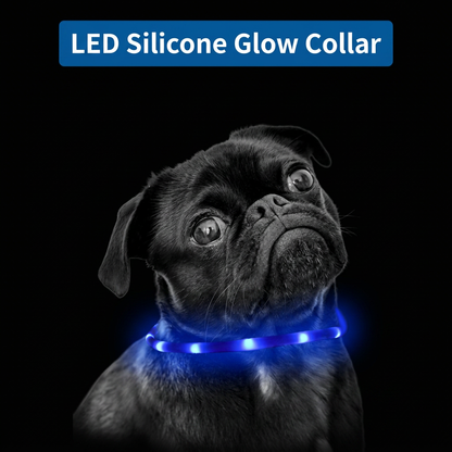3PCS USB Rechargeable LED Pet Collar (Red Yellow White) â€“ 70cm Cuttable Silicone Glow Dog Collar with 12 LED Beads, 3 Flash Modes and Secure Buckle Design, Night Safety Glow Necklace for Dogs and Cats Walking