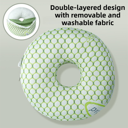 Green 30CM Round Ear Protection Pillow with Hole Design â€“ Milk Silk Removable Cover and PP Cotton Core, Side Sleeper Pillow & Neck Support Cushion for Ear Pressure Relief