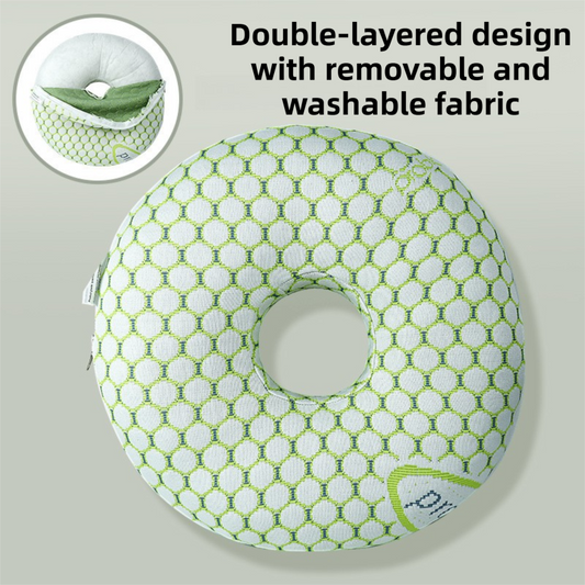 Green 30CM Round Ear Protection Pillow with Hole Design â€“ Milk Silk Removable Cover and PP Cotton Core, Side Sleeper Pillow & Neck Support Cushion for Ear Pressure Relief